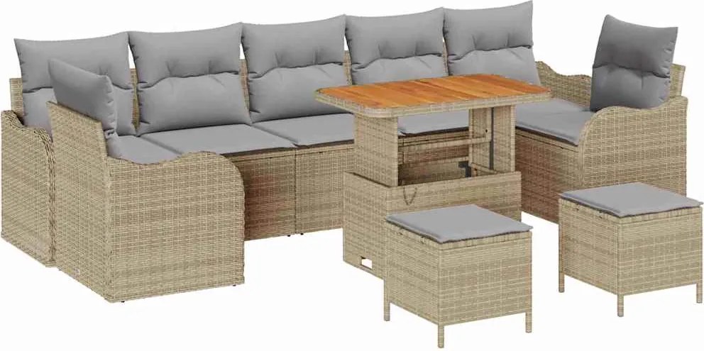 vidaXL Set de canapele pentru grădină 10 pcs Beige și gri deschis