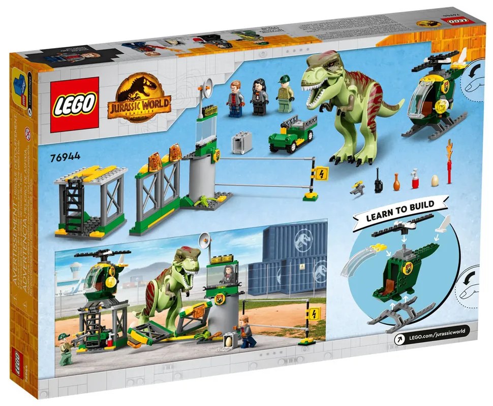 Set de construit LEGO Jurassic World, Evadarea dinozaurului T.rex, 140 piese