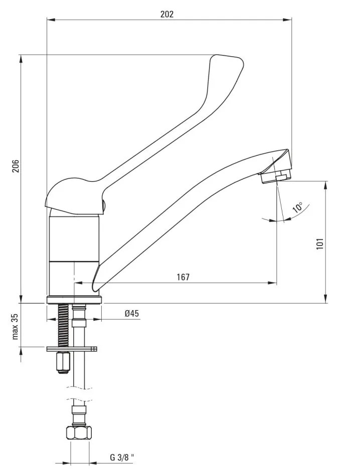 Baterie pentru lavoar, cu maner clinic, crom, Deante Boro