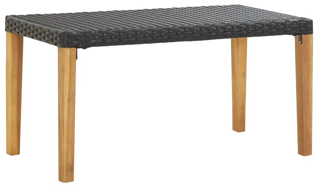 46488 vidaXL Bancă de grădină, negru, 120 cm, poliratan și lemn de acacia