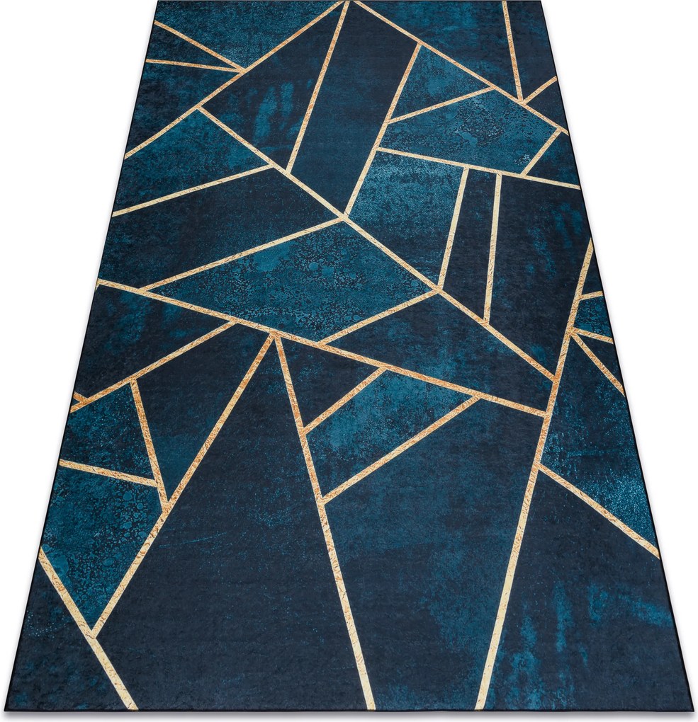 ANDRE 1173 covor lavabil mozaic, geometric anti-alunecare - turcoaz / aur - SECUNDAR-COTATI PRODUSUL