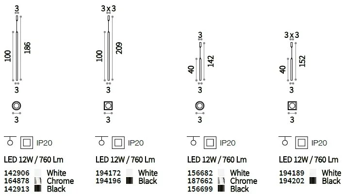 Pendul modern, iluminat LED ULTRATHIN SP1 SMALL SQUARE BIANCO 194189