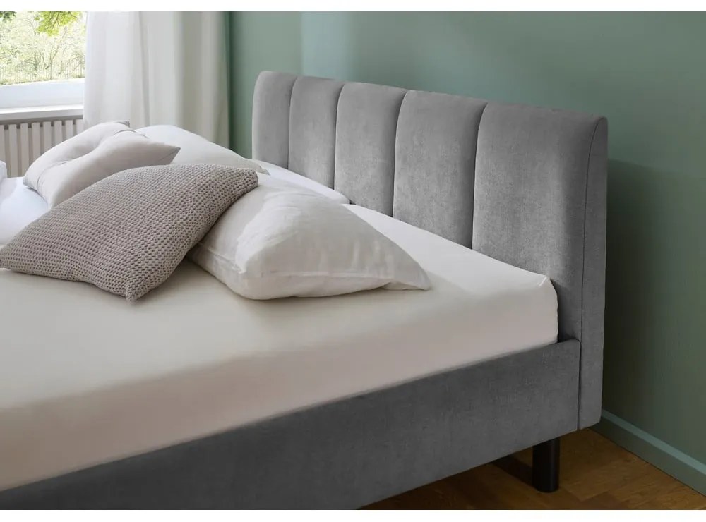 Pat matrimonial gri tapițat fără somieră 180x200 cm Joker – Meise Möbel