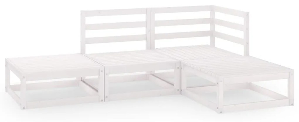 3075475 vidaXL Set mobilier de grădină, 4 piese, alb, lemn masiv de pin