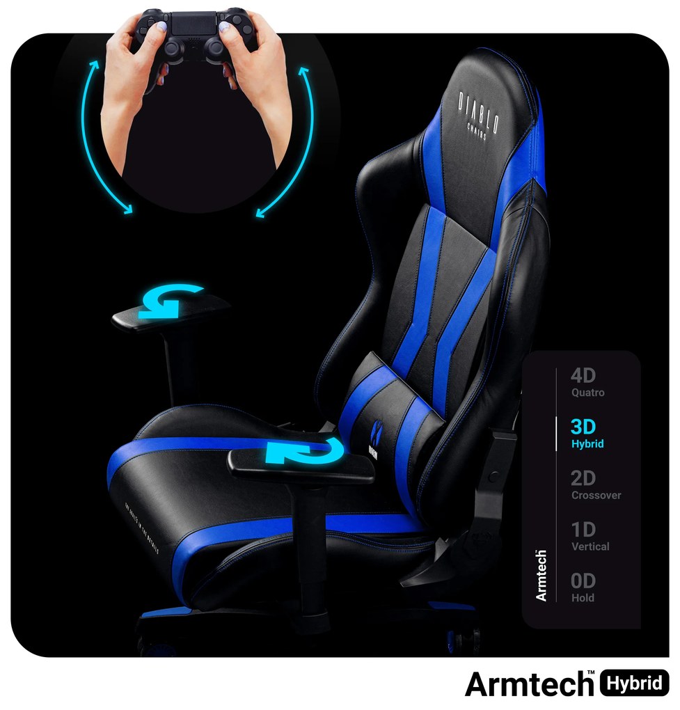 Scaun gaming Diablo X-Horn 2.0 Normal Size: negru-albastru Diablochairs