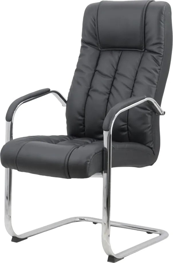 Scaun vizitator negru OFF 8115 din piele sintetică și cadru cromat tip sanie