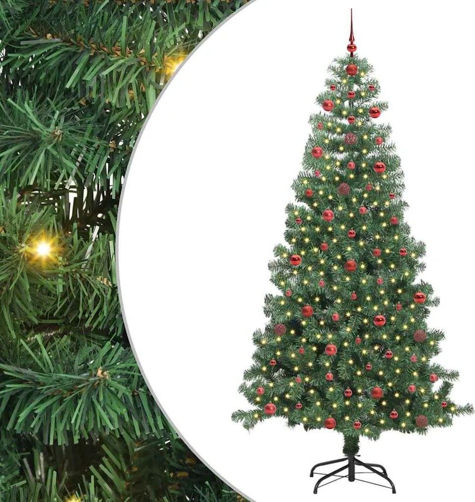 vidaXL Brad de Crăciun cu 300 LED cu suport Verde 240 cm PVC