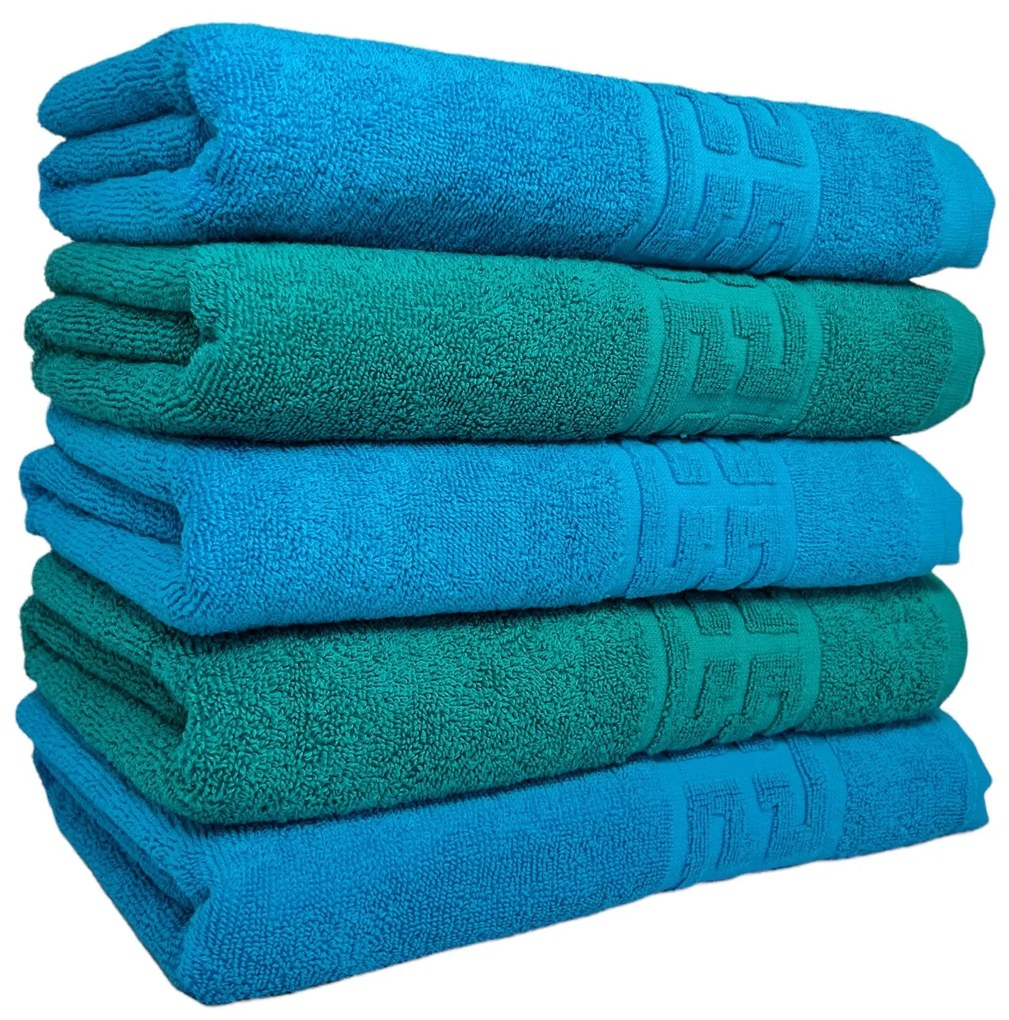 Set 5 Prosoape Baie, Bumbac 100%, Verde  Bleu