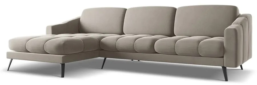 Colțar bej cu tapițerie din catifea (cu colț pe partea stângă) Nalu – Makamii