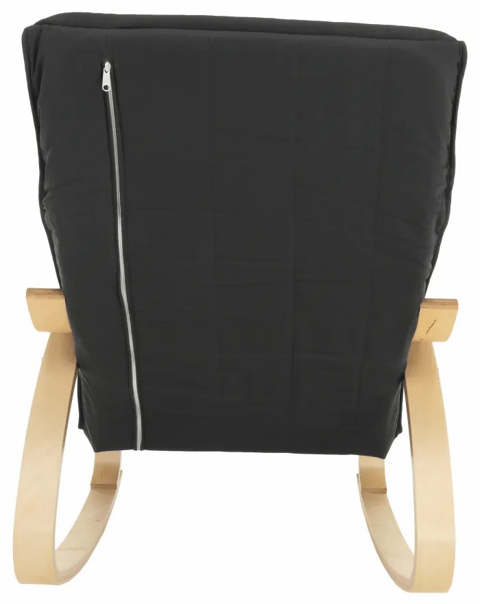 Fotoliu balansoar, lemn natural de mesteacăn, material textil gri, SIVERT