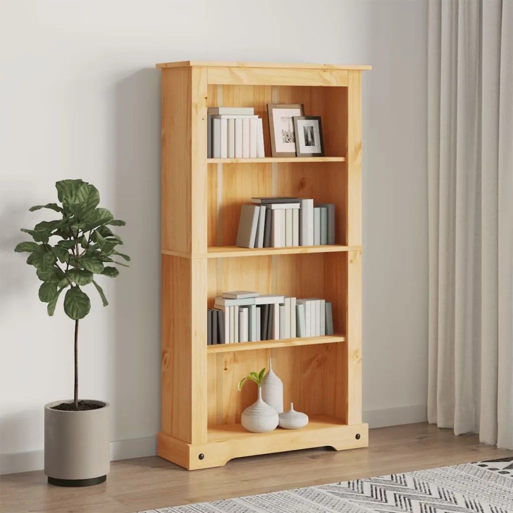 243743 vidaXL Bibliotecă 4 rafturi pin, stil mexican Corona 81 x 29 x 150 cm