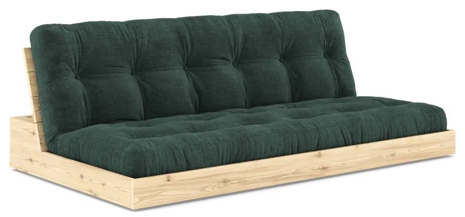 Canapea verde-închis extensibilă cu tapițerie din catifea reiată 196 cm Base – Karup Design
