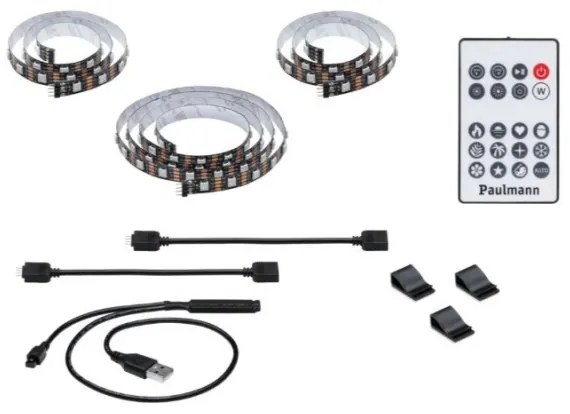 Bandă dimabilă pentru televizor LED/3,5W RGB 2m ZOLL 5V Paulmann 78880 + telecomandă