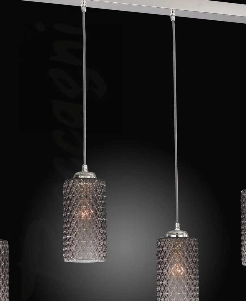 Lustra moderna cu 5 pendule design italian 10000 fumuriu