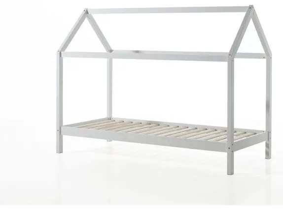 Pat în formă de Căsuță, Alb, 90 x 200 cm, Pin Masiv – Dallas – Vipack