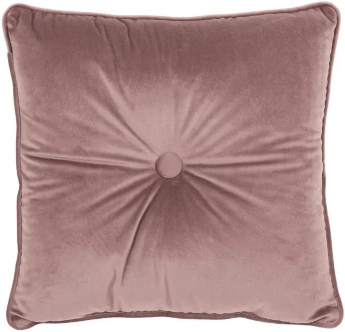 Pernă Tiseco Home Studio Velvet Button, 45 x 45 cm, roz pudră