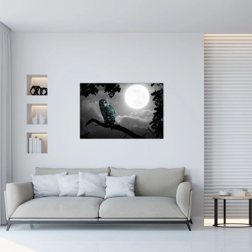 Tablou - Bufniță de noapte, albastru (90x60 cm)