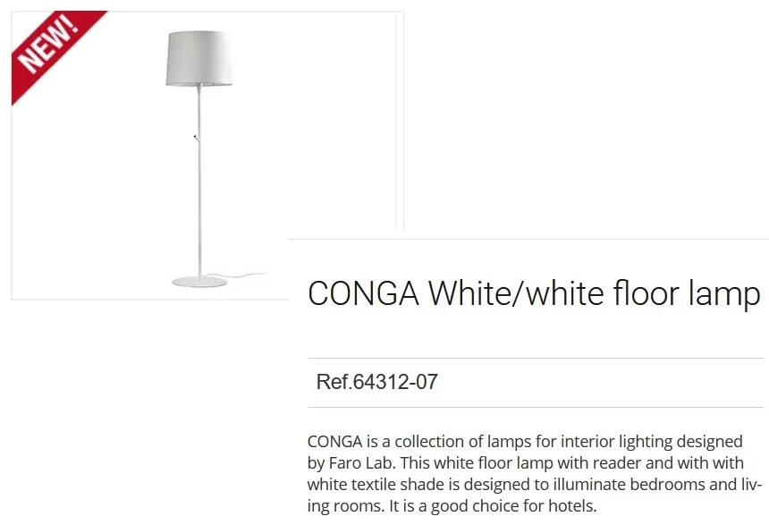 Lampadar / Lampa de podea modern design elegant CONGA alb 64312-07