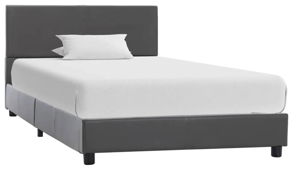 284774 vidaXL Cadru de pat, gri, 90 x 200 cm, piele ecologică
