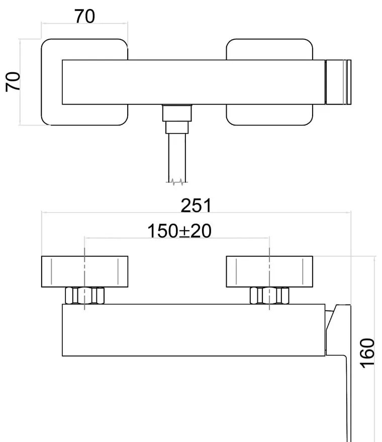 Baterie negru-mat pentru duș cu montare pe perete (1 ieșire) Latus – Sapho