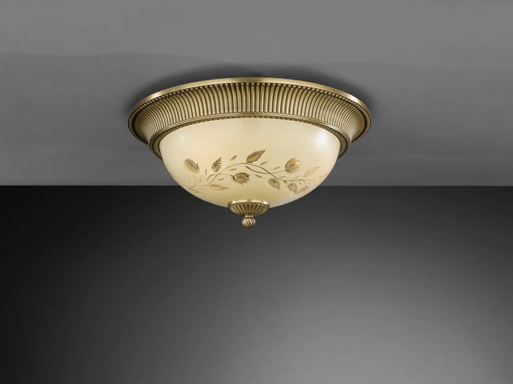 Plafoniera din alama cu sticla decorata design italian D-40cm 6208