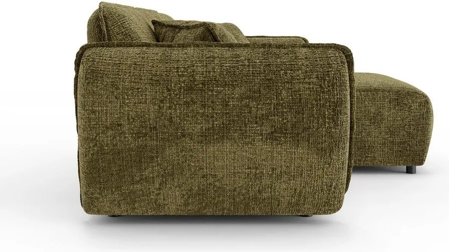 Colțar verde cu tapițerie din chenille (cu colț pe partea dreaptă/cu șezlong) Nelia – Ropez