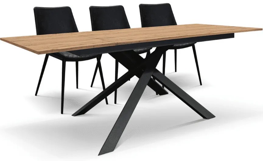 Masa Tiglio, blat extensibil pal laminat, picior metalic - BLAT STEJAR RUSTIC. PICIOR ALB - 140 cm / 80 cm