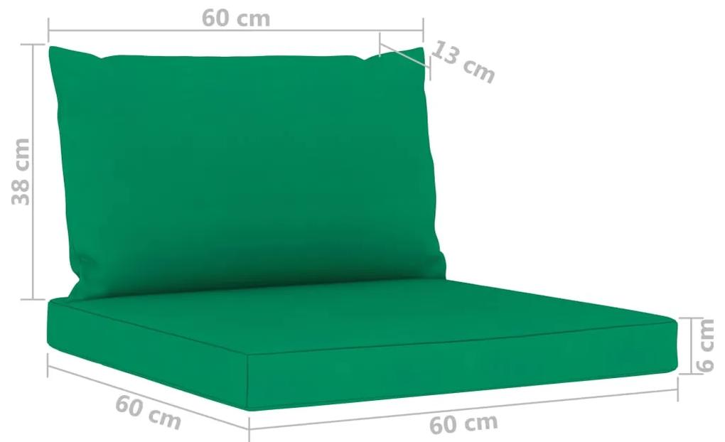 Set mobilier de gradina cu perne , verde,6 piese Verde, colt + 2x mijloc + 2x suport pentru picioare + masa, 1