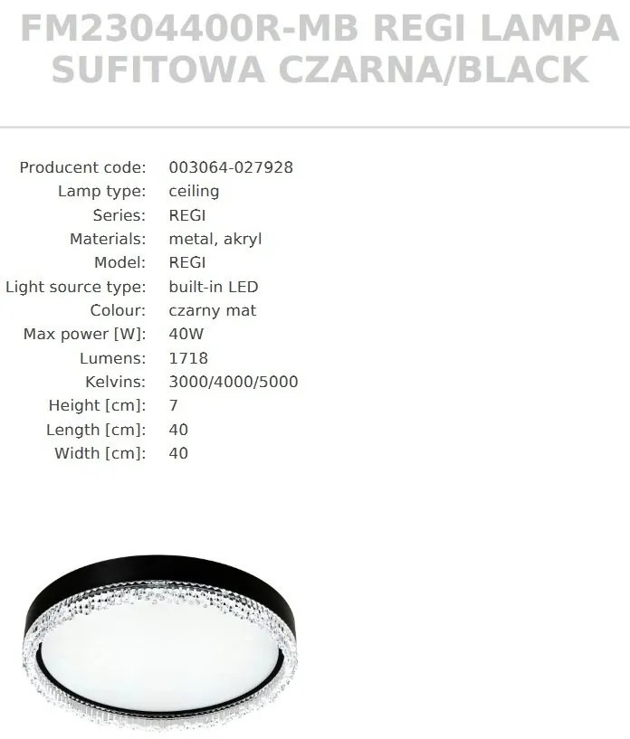 Plafoniera, Lustra aplicata LED moderna REGI 40cm