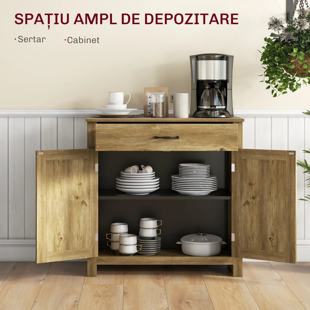 Homcom Bufet Bucatarie – Stil Country, Spatiu Depozitare Rustic | Aosom Romania