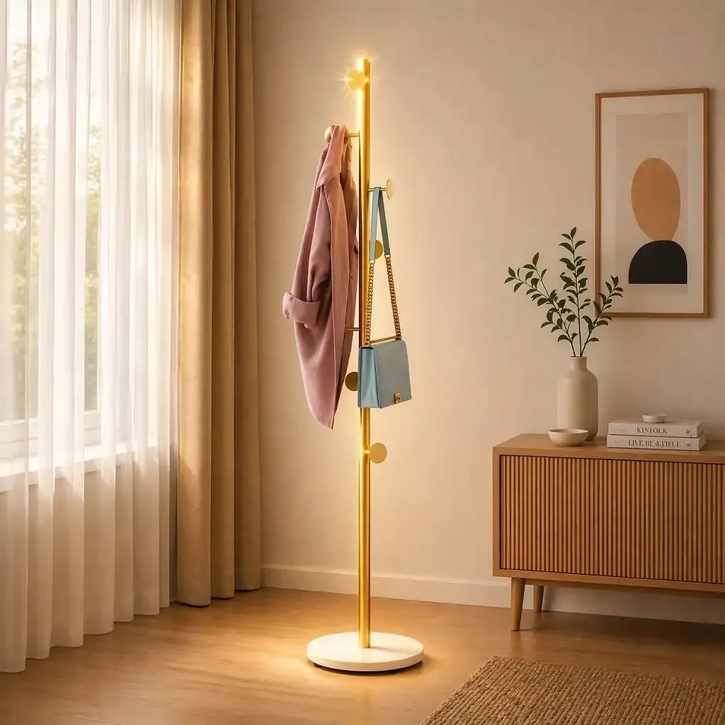 Cuier din metal ,culoare gold-alb,170x32 cm