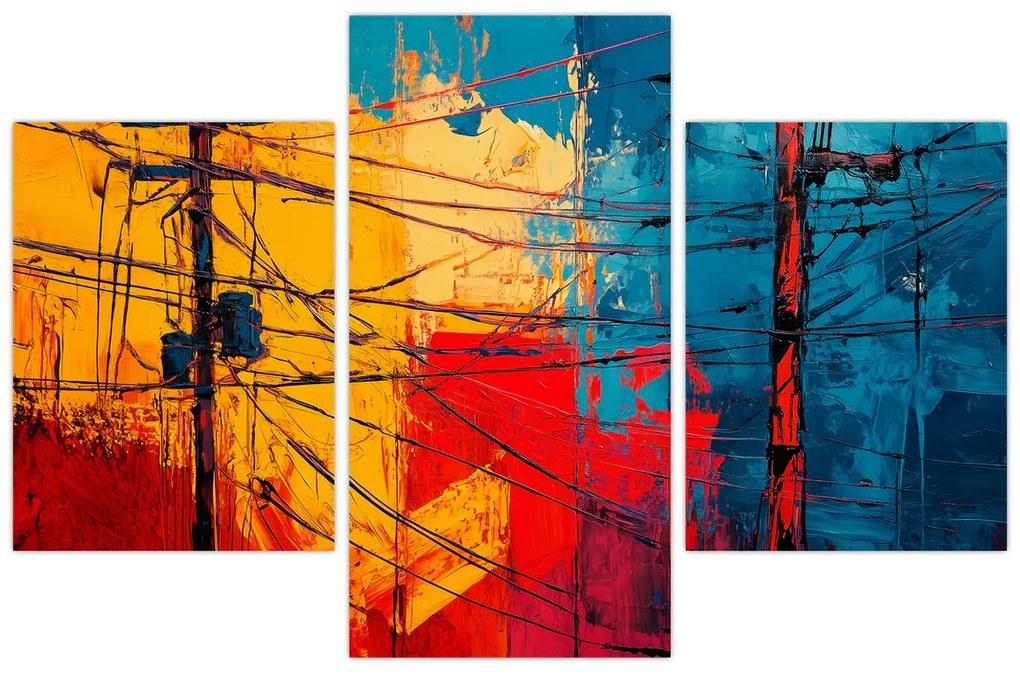 Tablou - Linii electrice abstracte (90x60 cm)