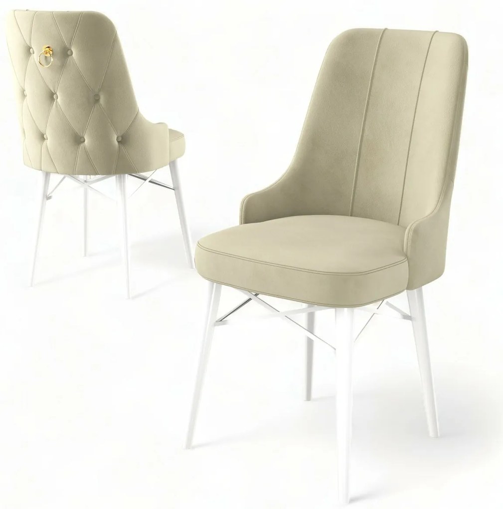 Set de scaune de sufragerie Pare Cream and White,6 buc.