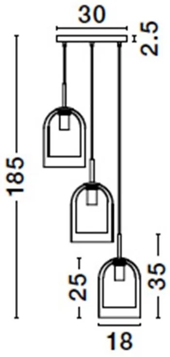 Lustra cu 3 pendule modern Velor champagne