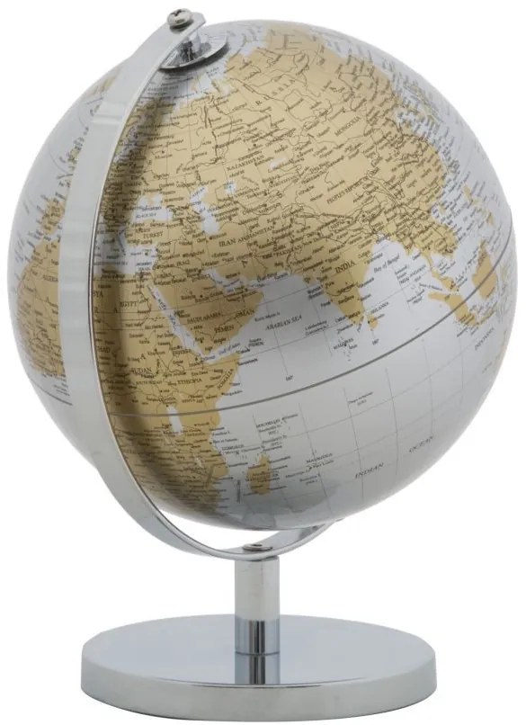 Decoratiune glob argintiu/auriu din metal, ∅ 20 cm, Globe Mauro Ferretti