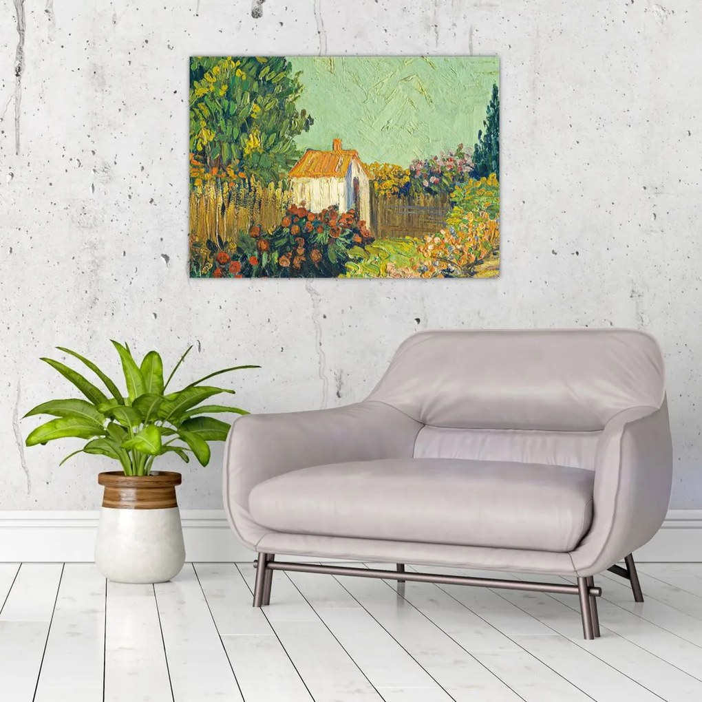 Tablou pe sticlă - Imitator of Vincent van Gogh, Landscape, reproducere (70x50 cm)