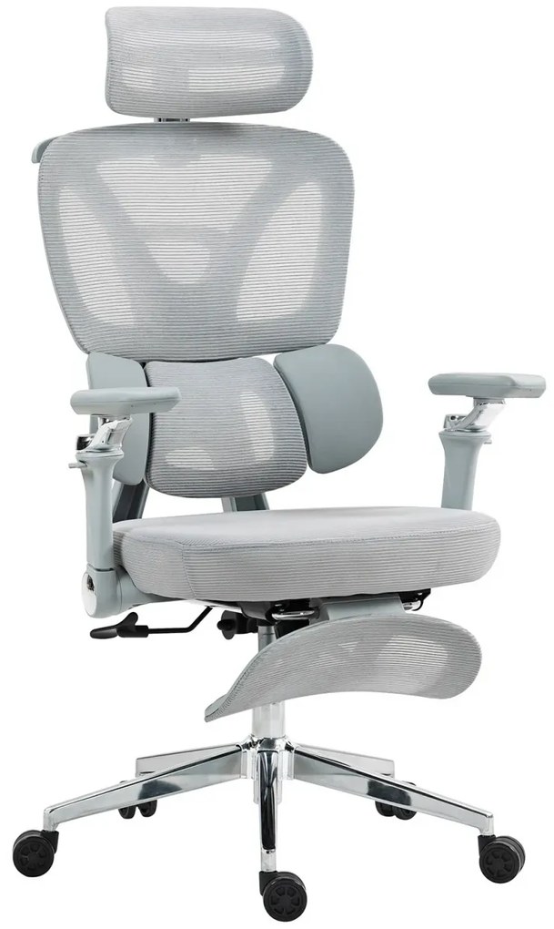 RESIGILAT- METACHAIR FOAM SEAT Scaun ergonomic, cotiere 6D, suport lombar reglabil, spătar reglabil înălțime, tetieră 2D, suport picioare, mecanism multifunctional inclinare/blocare, pivotant, Mesh, Gri