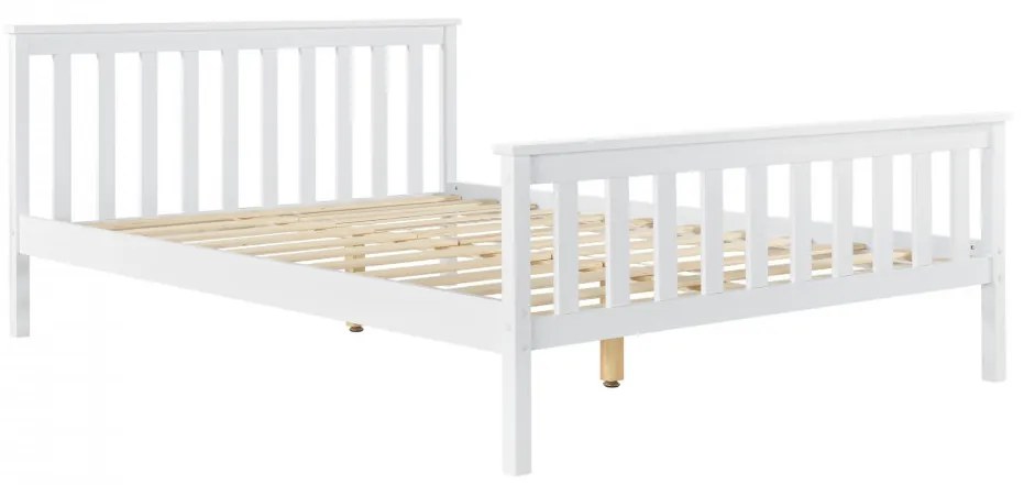 Cadru de pat Ostia din lemn masiv, alb, 208 x 148 x 82cm