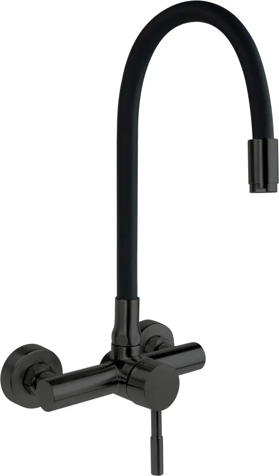 Luno Baterie pentru bucătărie, montare pe perete, cu pipă elastică Finisaj: Negru BOC_N80M