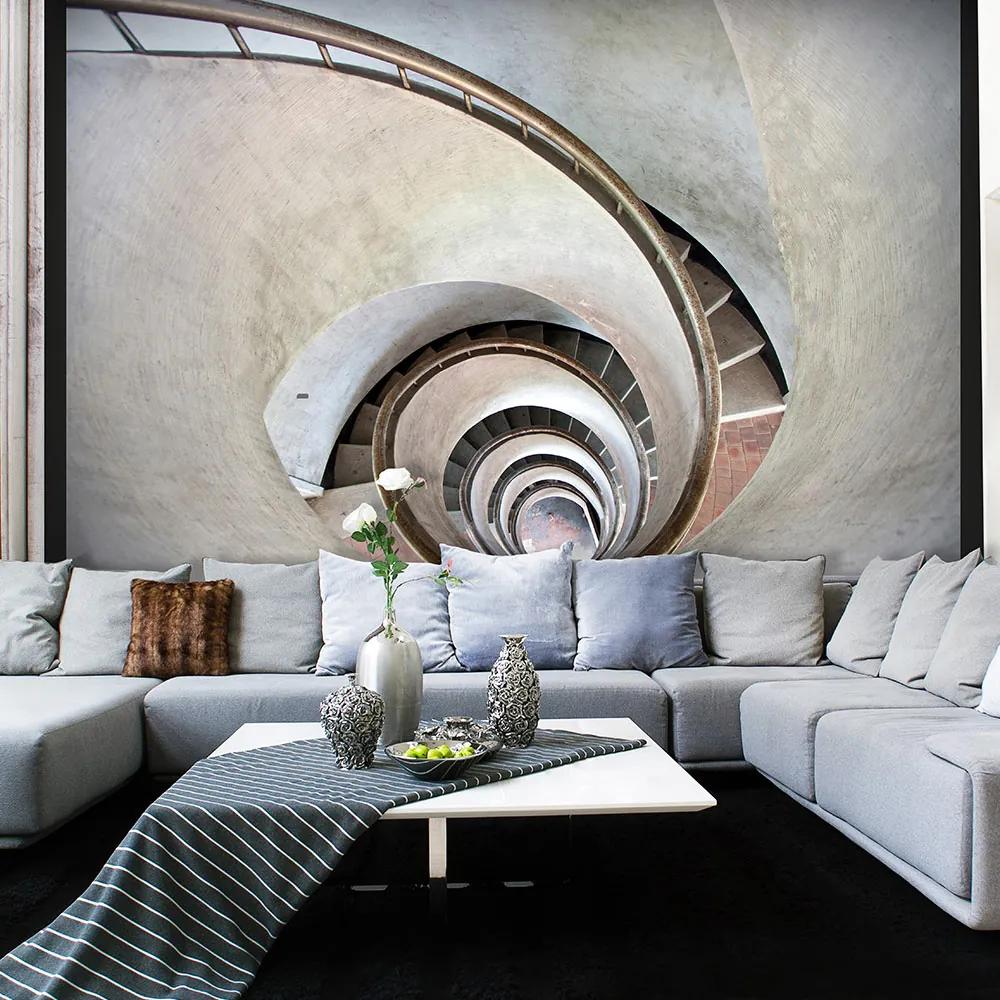 Fototapet Bimago - White spiral stairs + Adeziv gratuit 200x154 cm