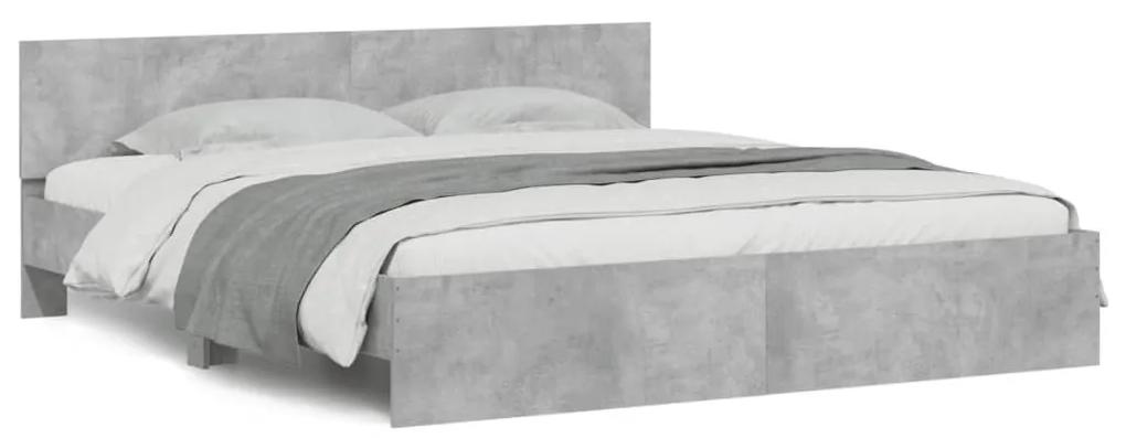 3207472 vidaXL Cadru de pat cu tăblie, gri beton, 160x200 cm