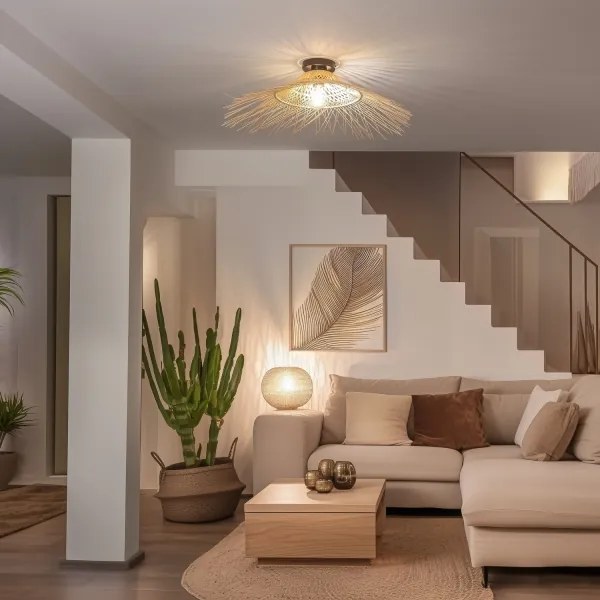 Brilagi - Lustră LED aplicată CERIA BOHO, 1xE27/40W/230V, Ø 70 cm, bambus