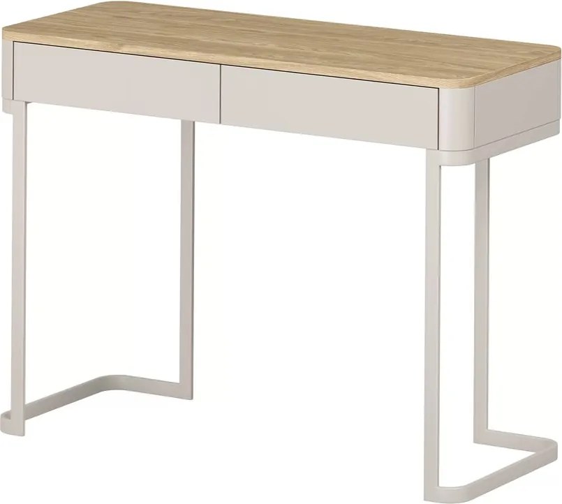 Consolă Elivo 110 cm cu sertare pe cadru - casmir / stejar uleiat
