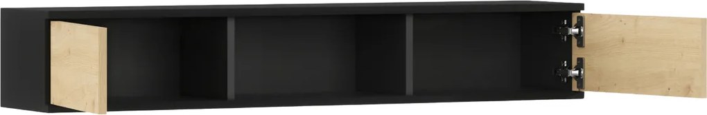 Polita de perete cu dulapuri LANZZI 120 cm, negru/stejar