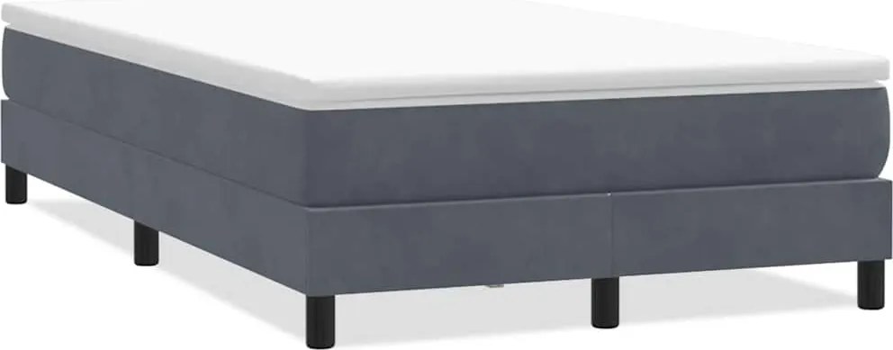 vidaXL Pat cu arcuri fără saltea Gri închis 120x220 cm catifea