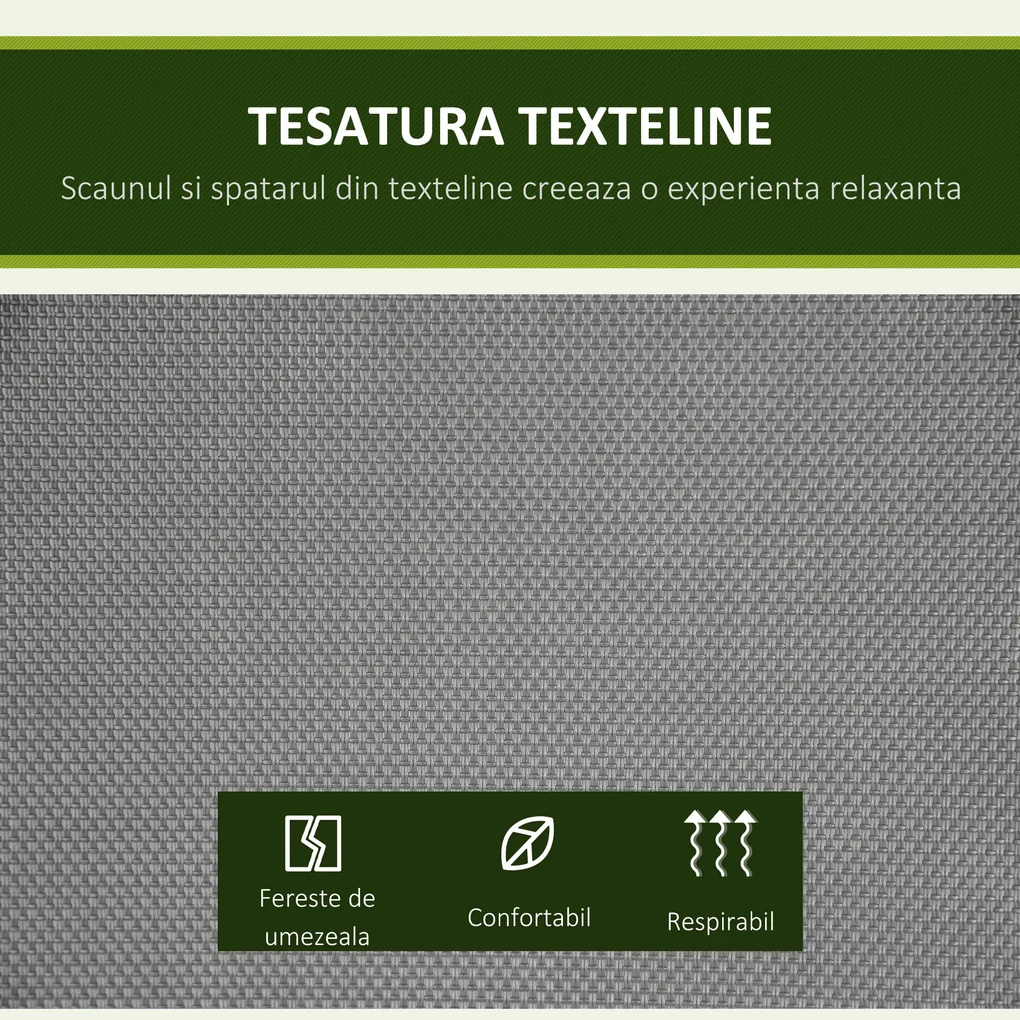 Outsunny Balansoar cu 2 Locuri de Gradina pentru Exterior cu Baldachin Reglabil si Sezuta din Textilen, 140x118x162cm Gri | Aosom Romania