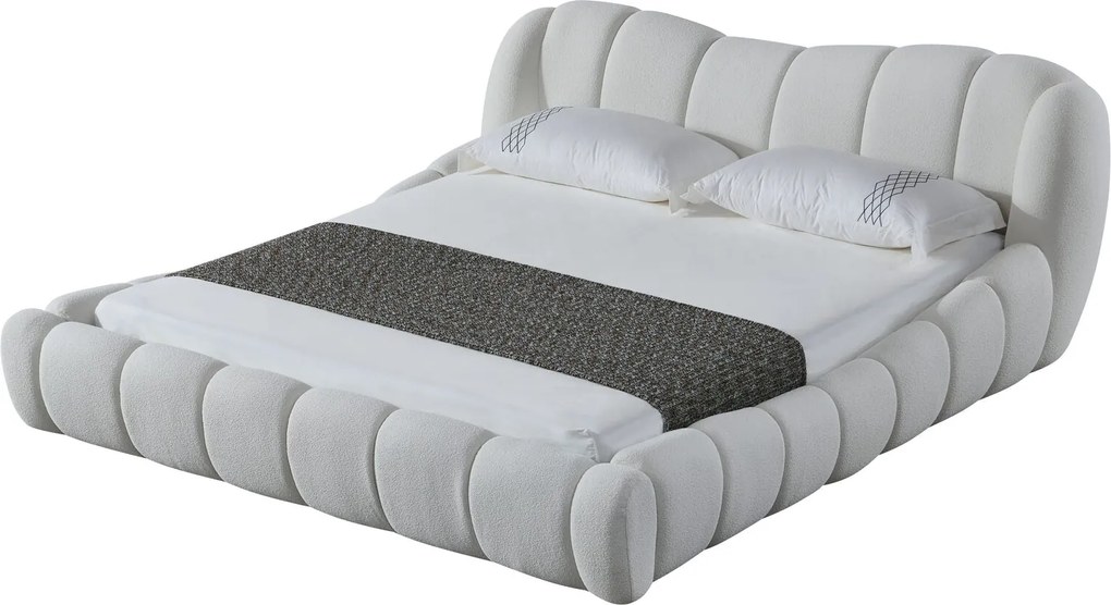 Pat dormitor dumonde, tapitat alb Royal 180x200 cm