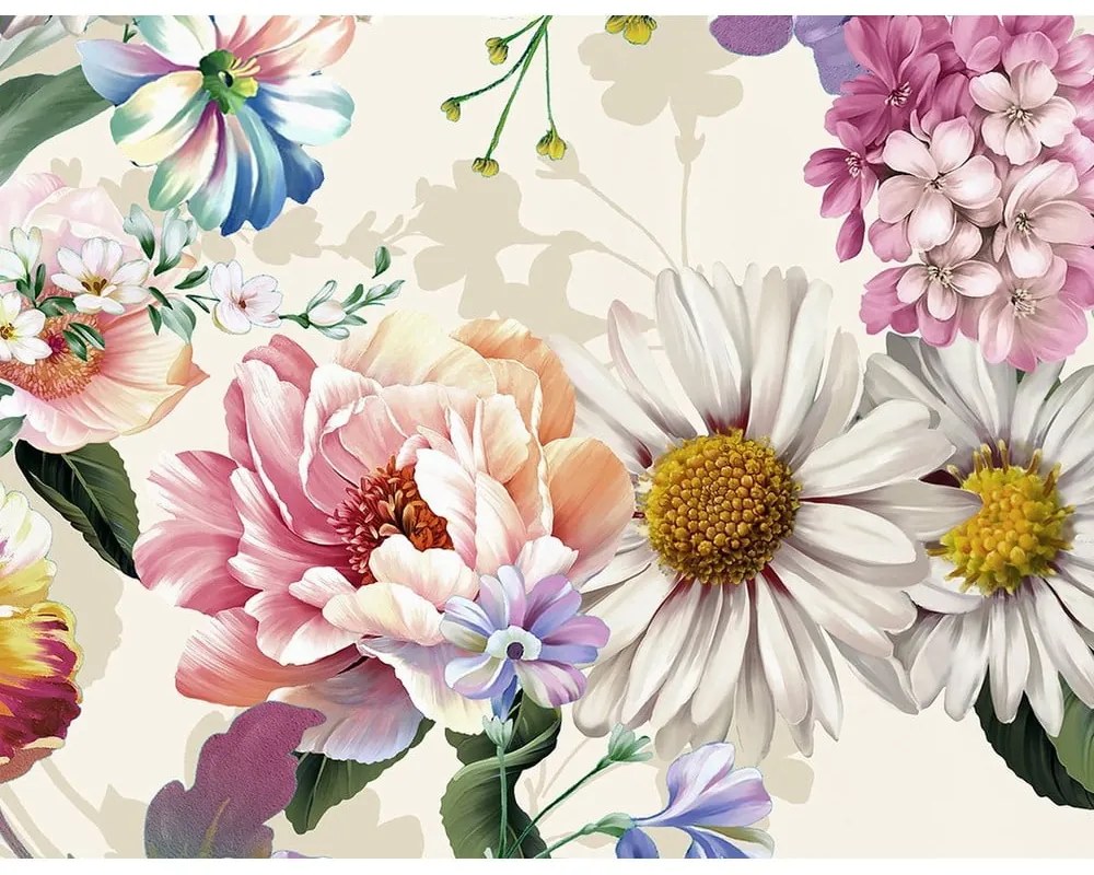 Lenjerie de pat din bumbac organic pentru pat dublu Descanso Flower Garden, 200 x 200 cm