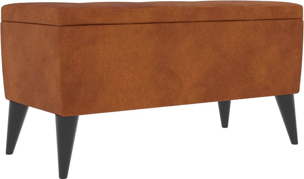 Bancheta Tapitata Mera, cu spatiu depozitare, Arama, Stofa, 80 x 37 x 42 cm