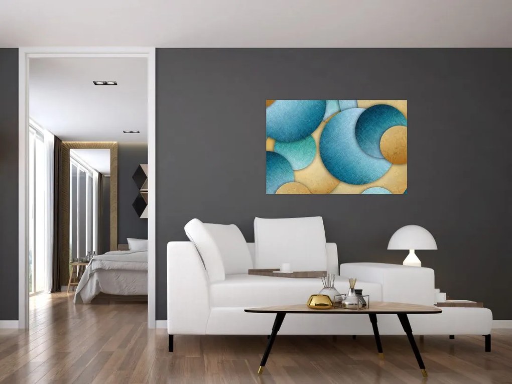 Tablou cu abstracție cercuri (90x60 cm)